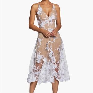 Dress the Population dress Nordstrom wedding guest beige tan gown size large NWT